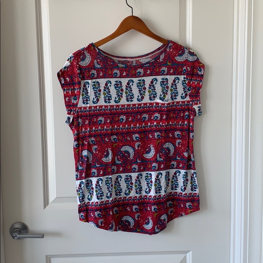 LOFT Linen Paisley Pocket Tee